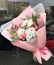 Букет цветов из:  Розы, Лизиантусы и Хризантемы в Красноусольском